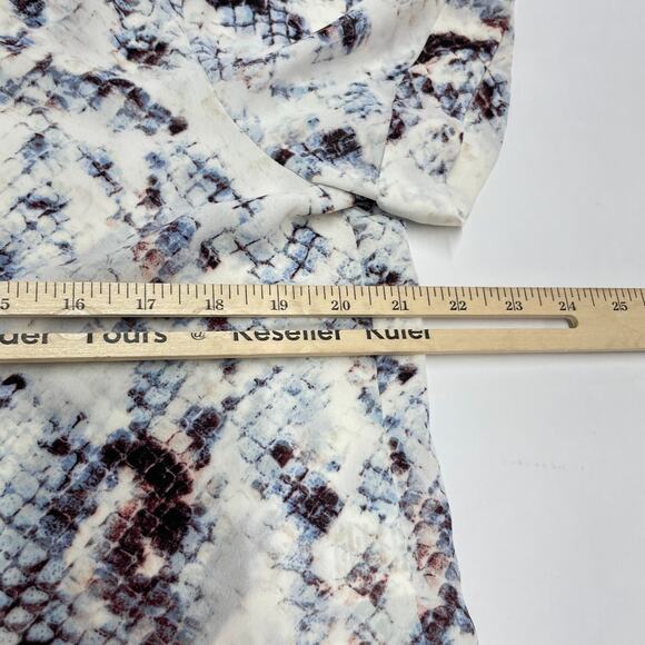 Cynthia Rowley Top Womens Large White Snake Print Button Up Blouse - Picture 7 of 7